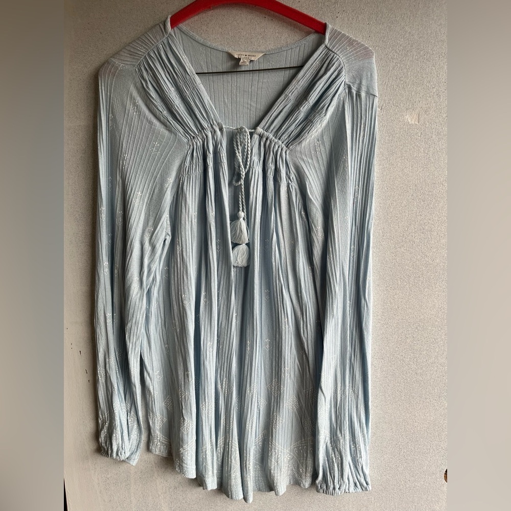Lucky Brand Blue Long Sleeve Embellished Blouse XL